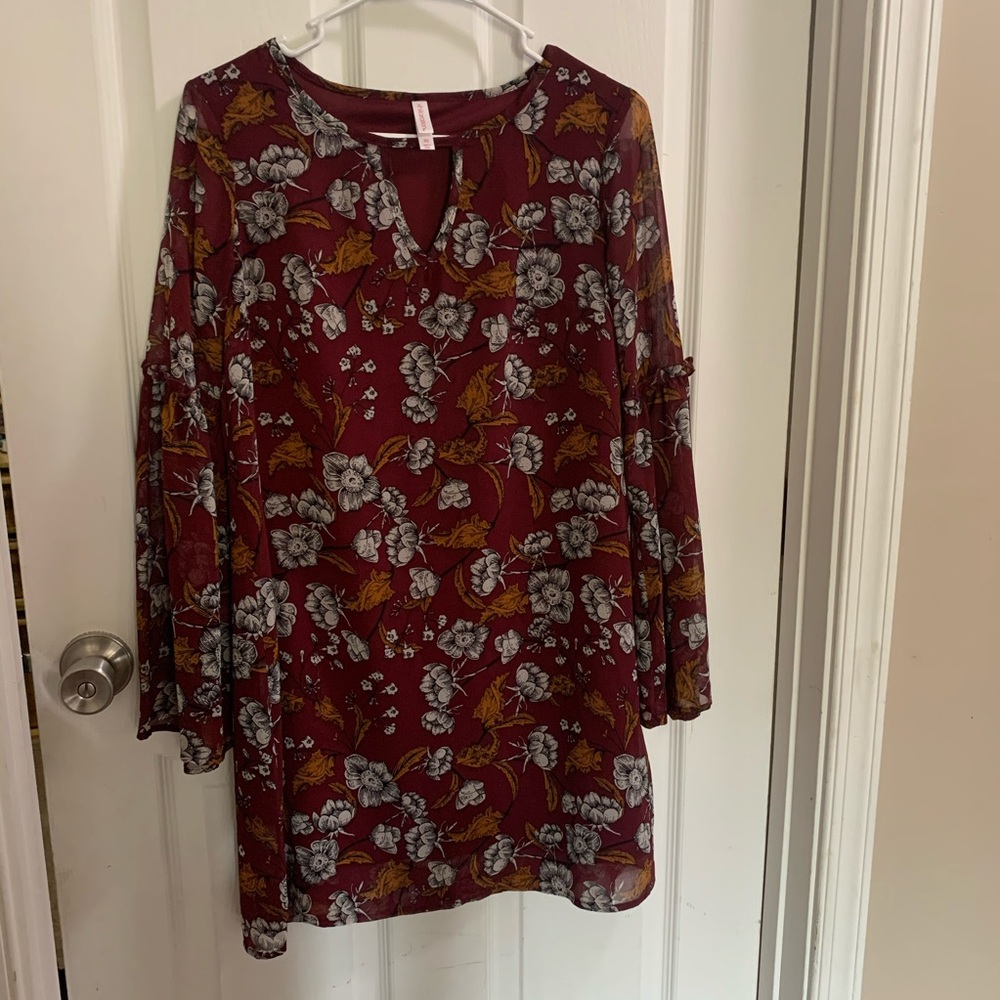 Xhilaration floral maroon dress